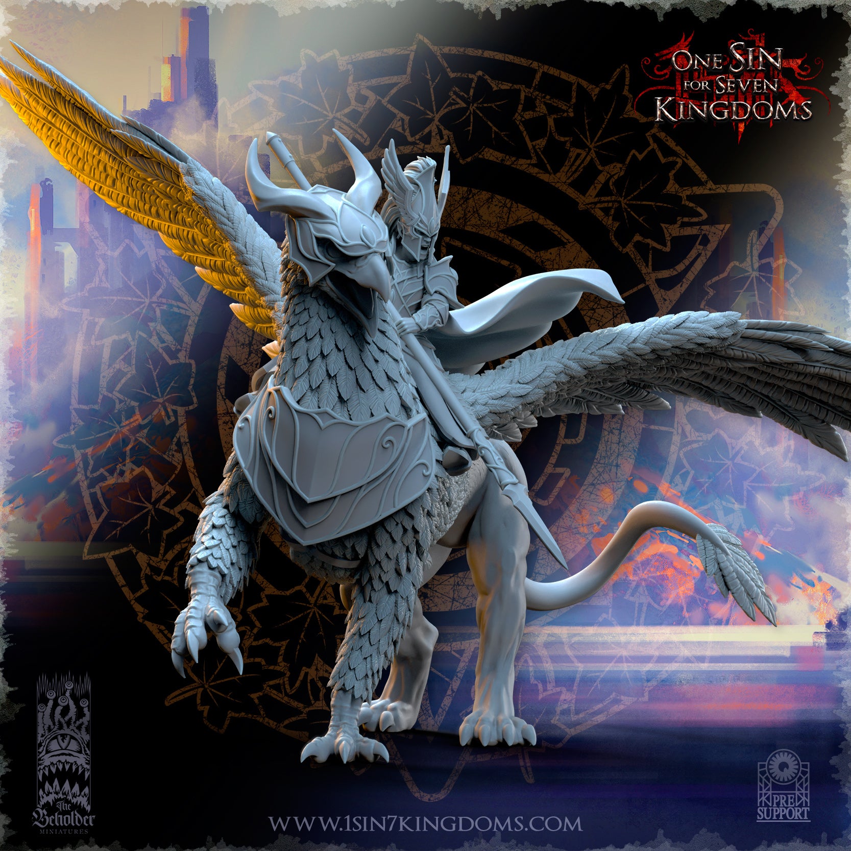 Ashur, héros elfes d'Asur sur son griffon de guerre