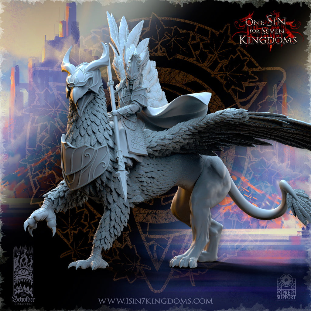 Ashur, héros elfes d'Asur sur son griffon de guerre