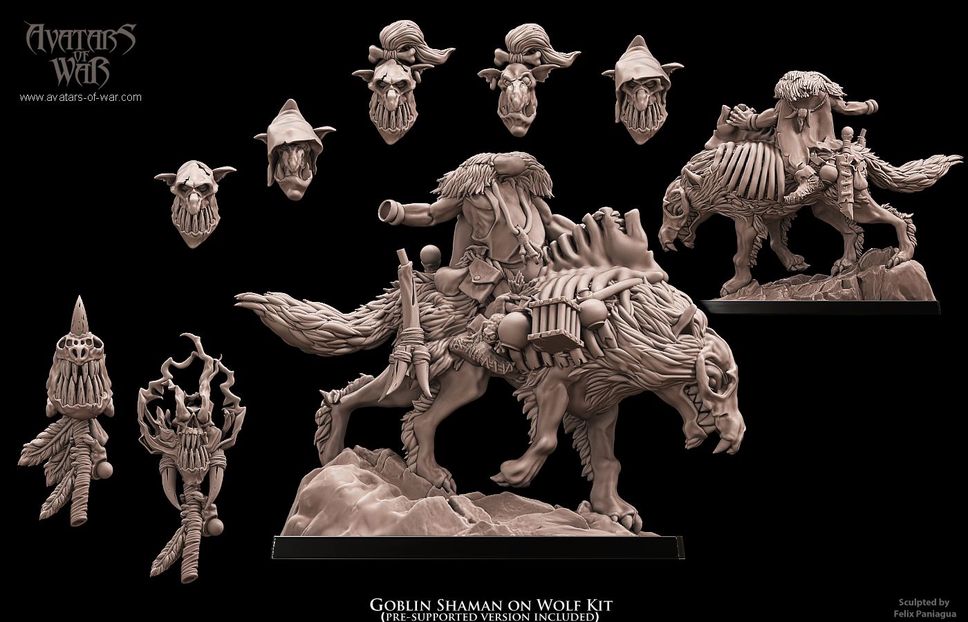 Chaman gobelin sur loup héros