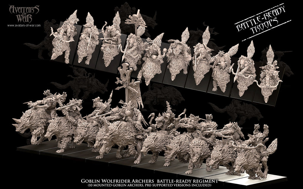 Régiment d'archers gobelins cavaliers de loups