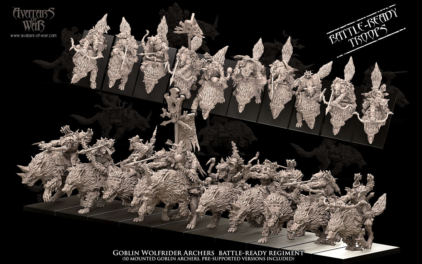 Régiment d'archers gobelins cavaliers de loups