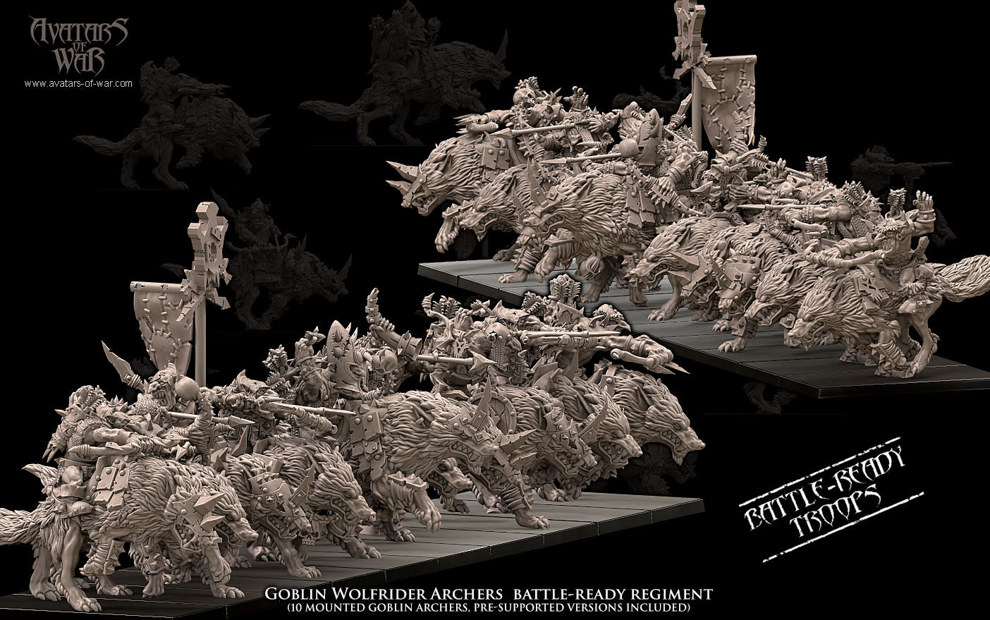 Régiment d'archers gobelins cavaliers de loups