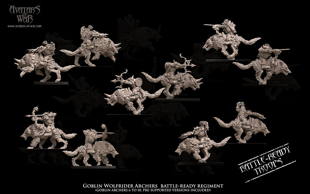 Régiment d'archers gobelins cavaliers de loups