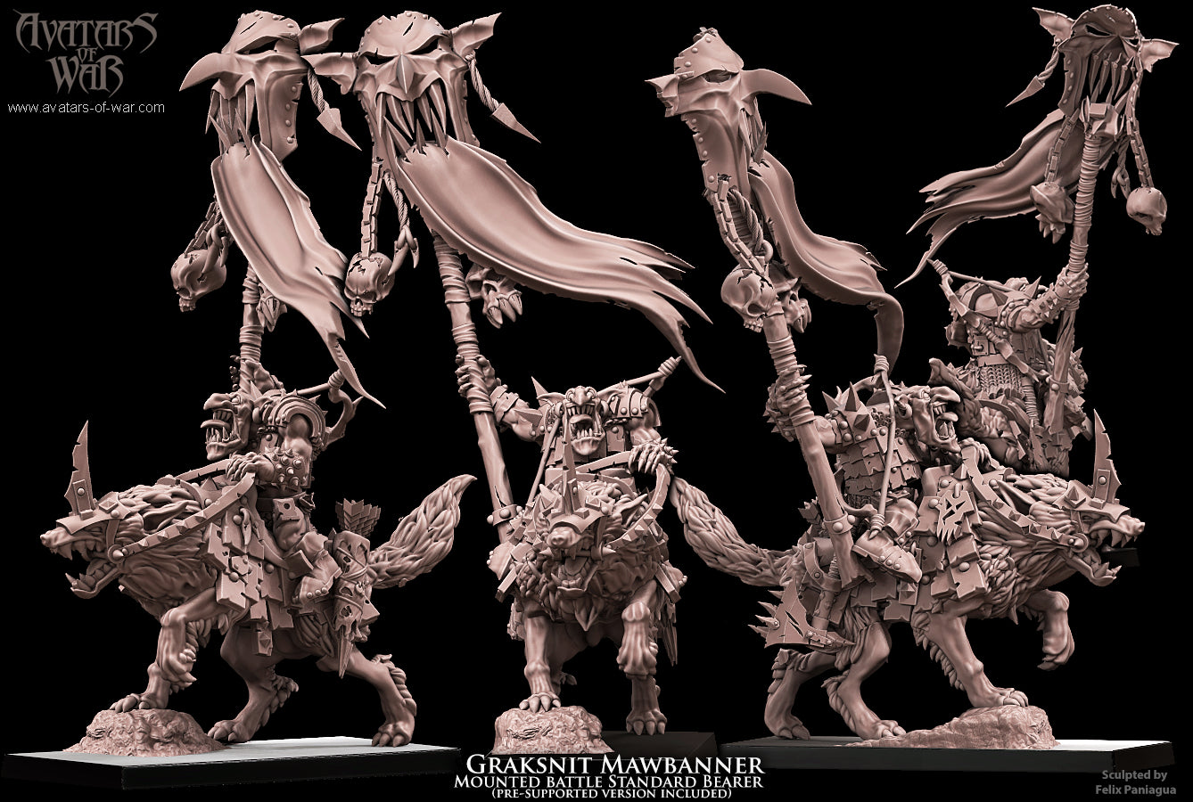 Grande bannière gobelin monté sur loup