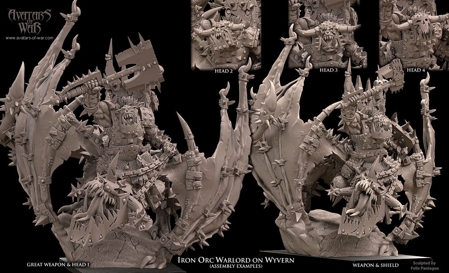 Seigneur de guerre orc noir sur vouivre