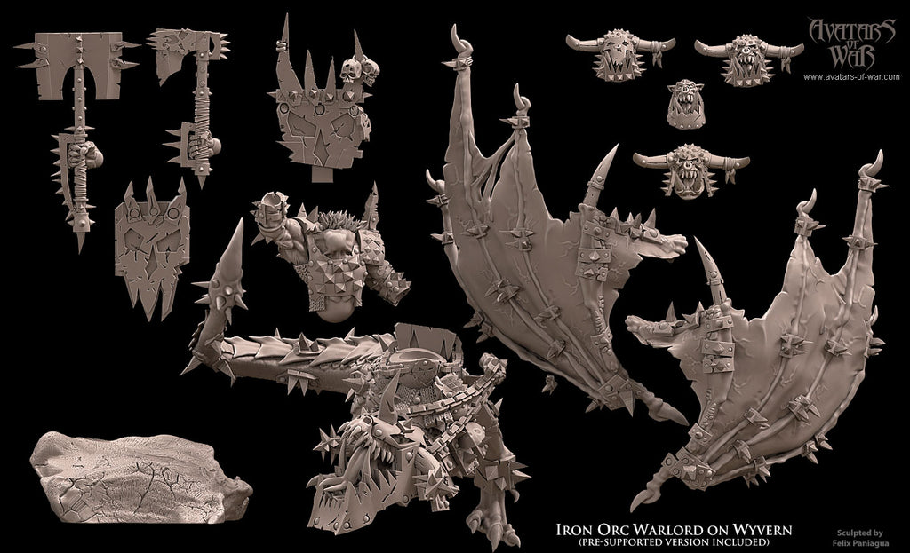 Seigneur de guerre orc noir sur vouivre