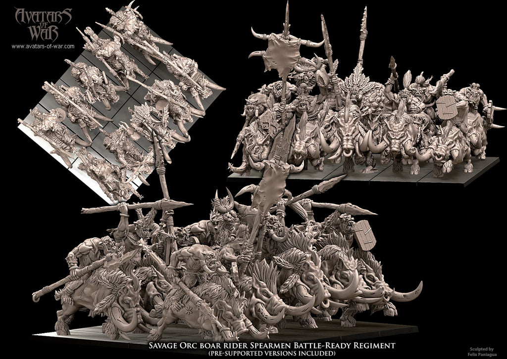 Régiment de cavaliers orques sauvages sur sangliers