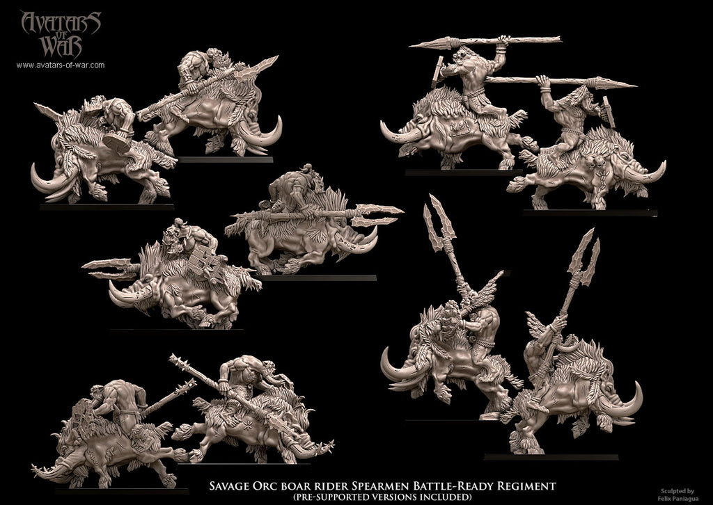 Régiment de cavaliers orques sauvages sur sangliers