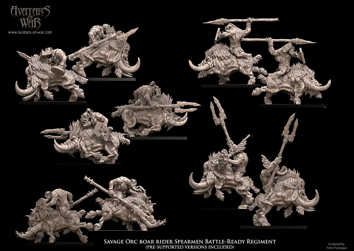 Régiment de cavaliers orques sauvages sur sangliers