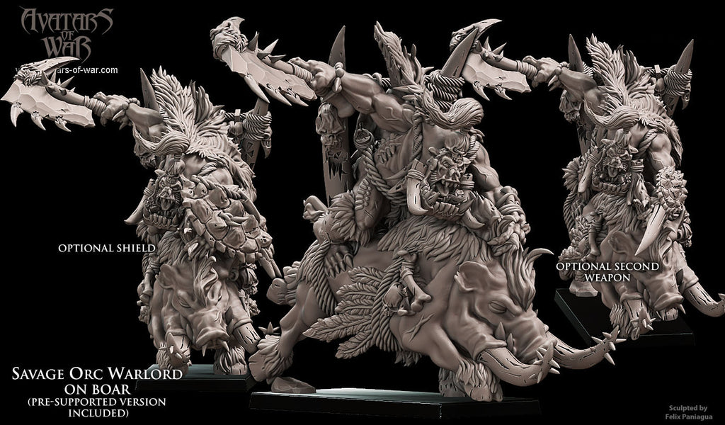 Seigneur de guerre orque sauvage sur sanglier