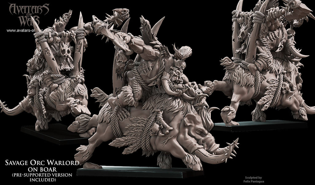 Seigneur de guerre orque sauvage sur sanglier