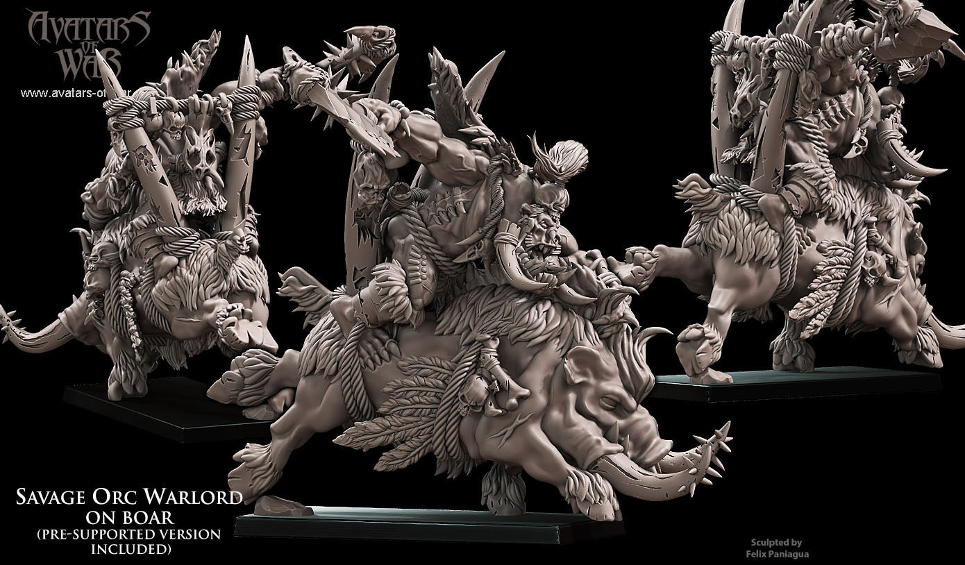 Seigneur de guerre orque sauvage sur sanglier