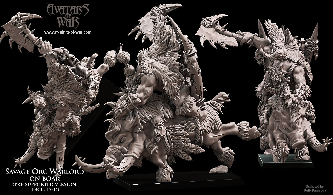 Seigneur de guerre orque sauvage sur sanglier