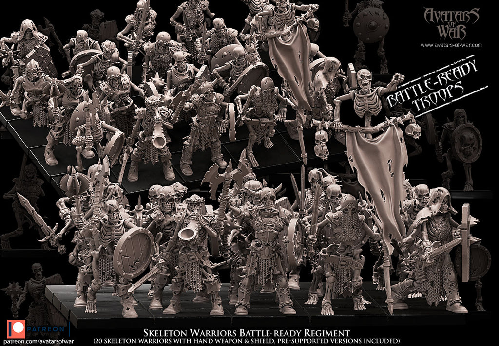 Régiment de guerriers squelettes avec boucliers